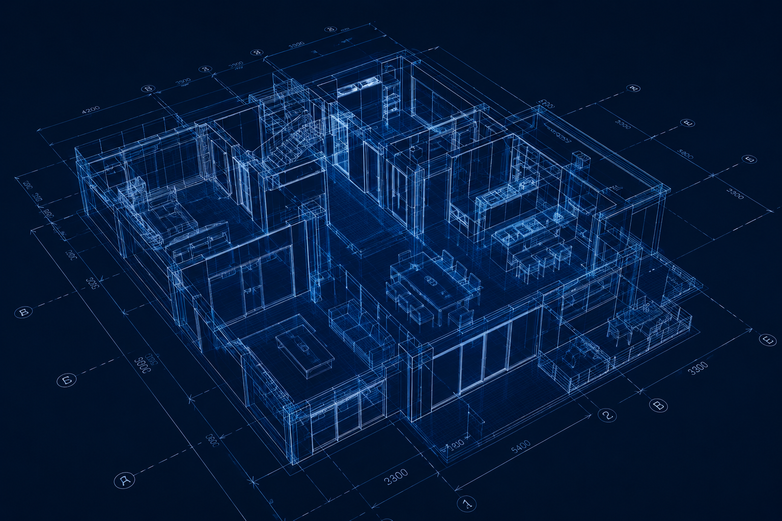 Plano arquitectónico 3D de la vivienda