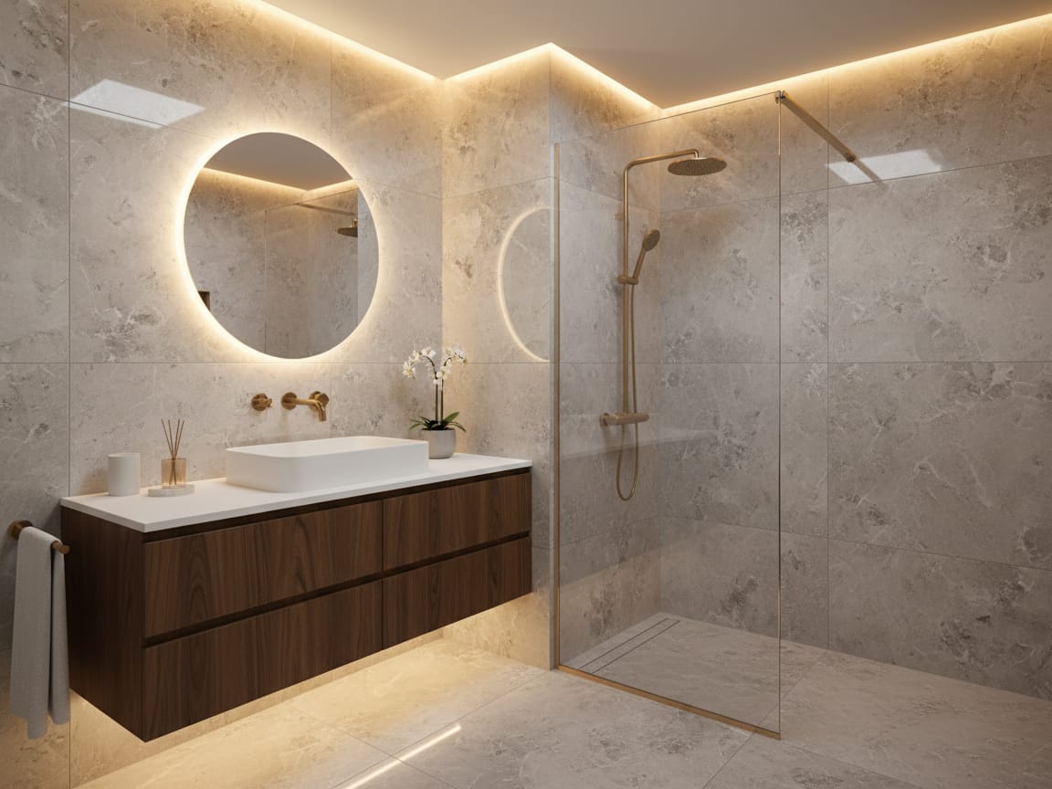Baño moderno remodelado por RENOVA en Cataluña
