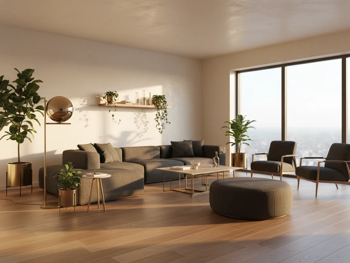 Sala con diseño de iluminación por RENOVA